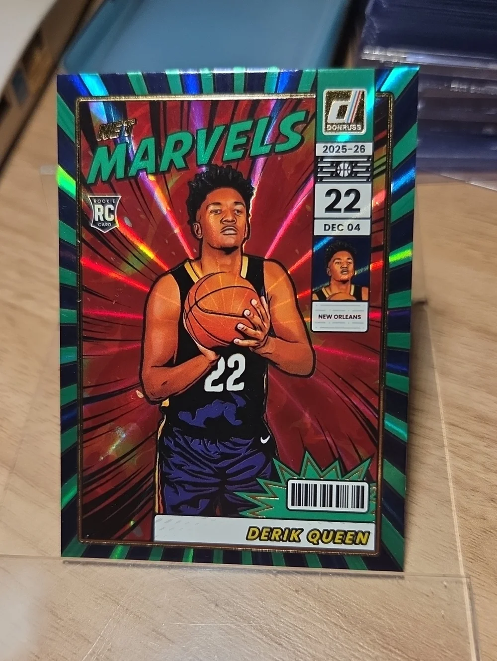 2026 Donruss Net Marvels Derik Queen Holographic Card - Green Holo Laser